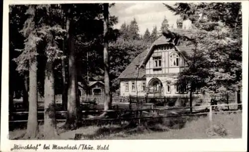 Ak Manebach Ilmenau Thüringen, Blick zum Mönchhof, Thüringer Wald