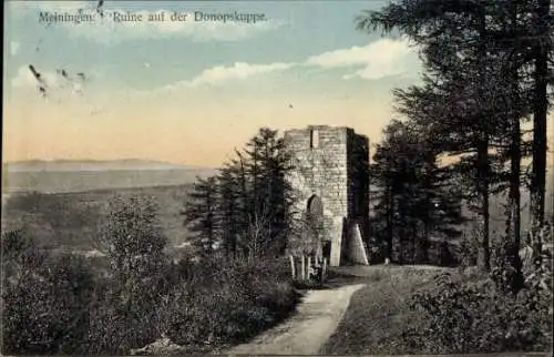 Ak Meiningen in Thüringen, Ruine auf der Donopskuppe, Turm, Weg