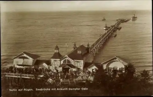 Ak Ostseebad Sellin auf Rügen, Seebrücke, Dampfer Odin