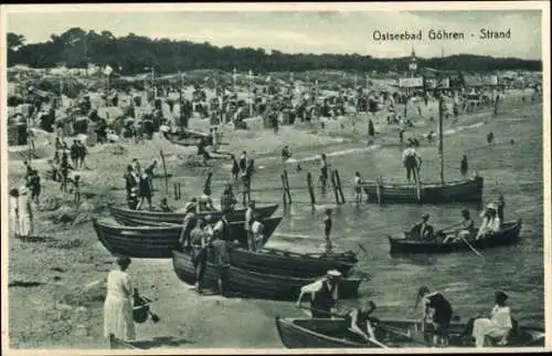 Ak Ostseebad Göhren auf Rügen, Strand, Boote, Badegäste