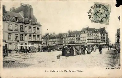 Ak Calais Pas de Calais, Le Marche aux Herbes