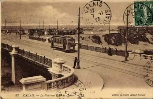 Ak Calais Pas de Calais, Le nouveau Pont du Casino, Straßenbahn