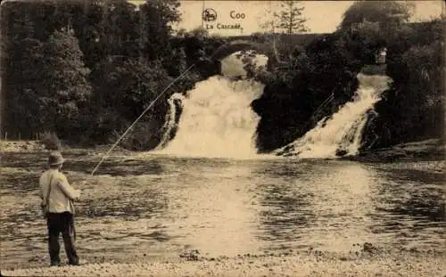 Ak Coo Stavelot Wallonien Lüttich, La Cascade, Angler