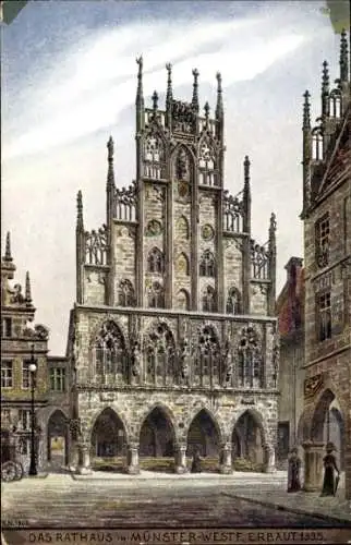 Künstler Ak Nieper, Münster Westfalen, Rathaus