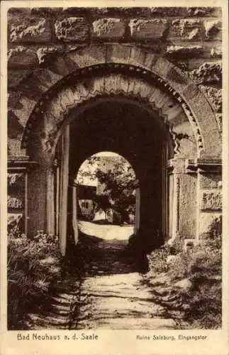 Ak Bad Neuhaus Bad Neustadt an der Saale Unterfranken, Ruine Salzburg, Eingangstor