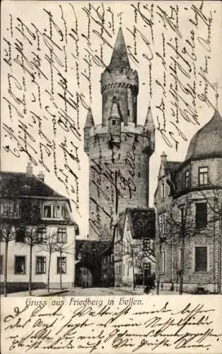 Ak Friedberg in Hessen, Teilansicht, Turm