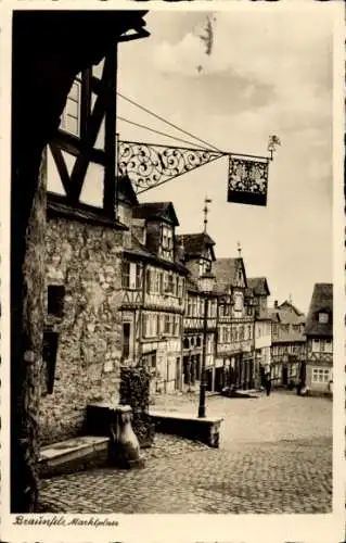 Ak Braunfels an der Lahn, Marktplatz, Fachwerkhäuser