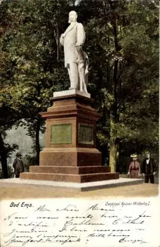 Ak Bad Ems an der Lahn, Denkmal Kaiser Wilhelm I.