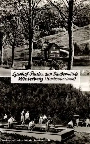 Ak Winterberg im Sauerland, Gasthof-Pension zur Daubermühle, Außenansicht, Kneipptretbecken