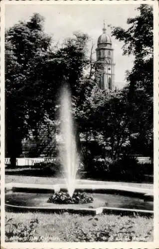 Ak Amberg in der Oberpfalz Bayern, St. Martin, Springbrunnen