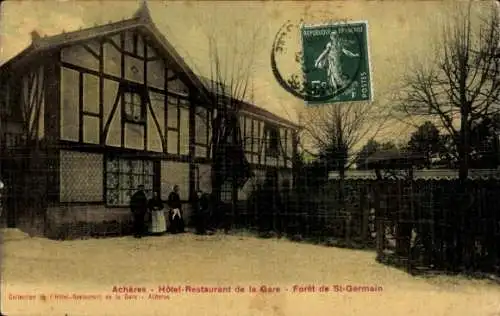 Ak Achères Yvelines, Hotel Restaurant de la Gare, Saint-Germain-Wald