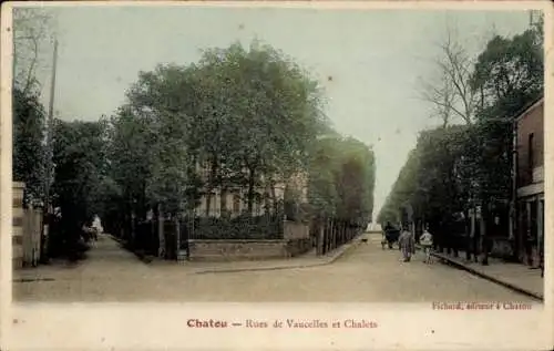 Ak Chatou Yvelines, Rues de Vaucelles und Château