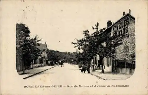 Ak Bonnières-sur-Seine Yvelines, Rue de Rouen und Avenue de Normandie