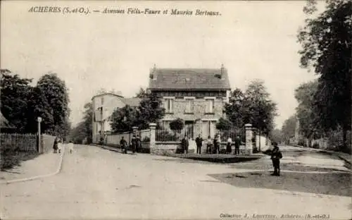 Ak Achères Yvelines, Avenue Félix Faure und Maurice Berteaux