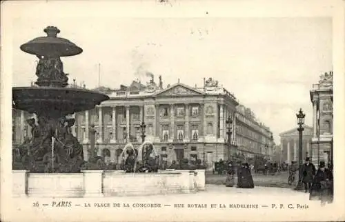 Ak Paris VIII., Place de la Concorde, Rue Royale, La Madeleine