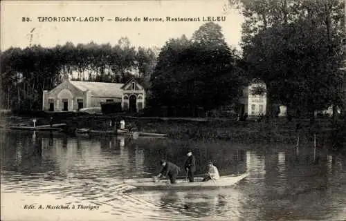 Ak Lagny Thorigny Seine et Marne, Bords de Marne, Restaurant Leleu