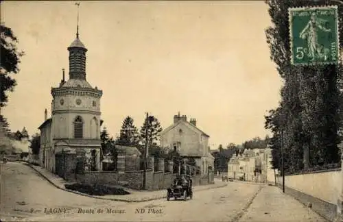 Ak Lagny Seine et Marne, Route de Meaux, Turm