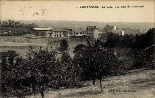 Ak Coutances Manche, La Gare, Vue prise du Boulevard