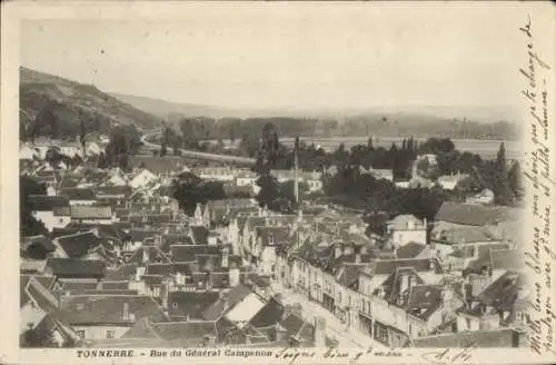 Ak Tonnerre Yonne, vue générale de la Rue du Générale Campenon