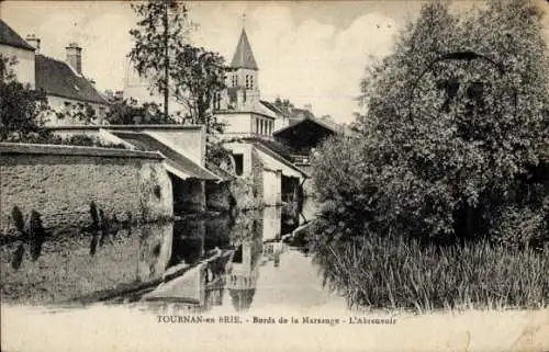 Ak Tournan en Brie Seine et Marne, Bords de la Marsange, L'Abreuvoir