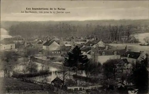 Ak Bas Samois Seine et Marne, Inondations de la Seine, Vue prise le 25 Janvier 1910