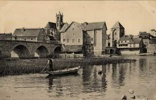 Ak Moret sur Loing Seine et Marne, Moulin, Brücke