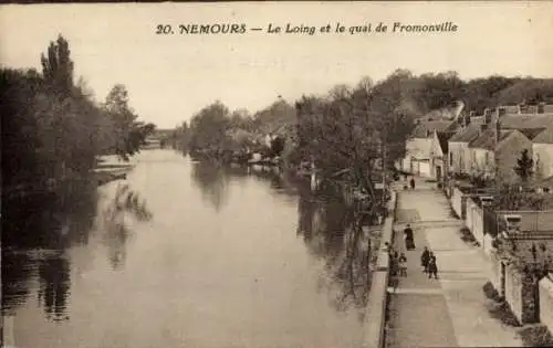 Ak Nemours Seine-et-Marne, Loing, Quai de Fromonville