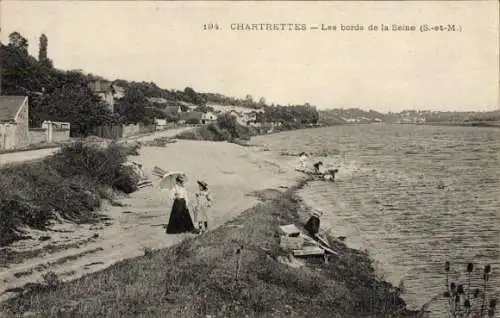 Ak Chartrettes Seine et Marne, Bords de la Seine