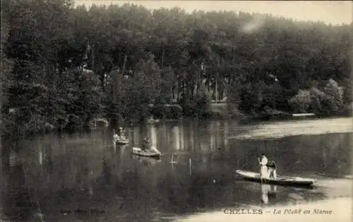 Ak Chelles Seine et Marne, Peche, Angler