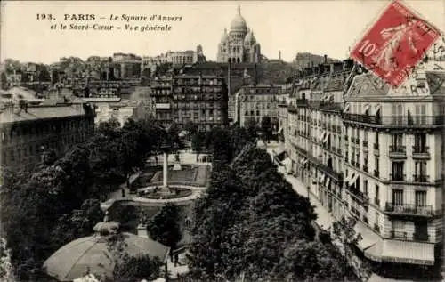 Ak Paris, Square d'Anvers, Sacre Coeur