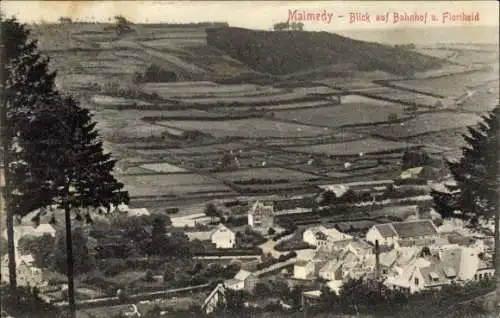 Ak Malmédy Wallonien Lüttich, Blick auf Bahnhof und Floriheid