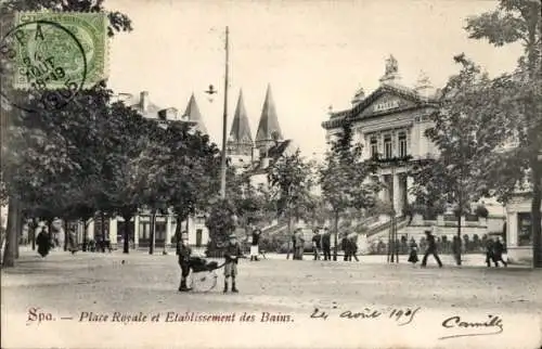 Ak Spa Wallonie Lüttich, Place Royale, Establishment des Bains