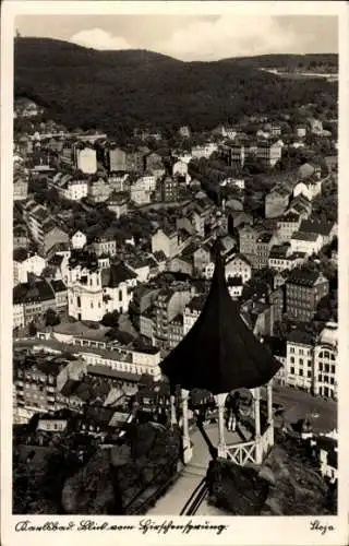 Ak Karlovy Vary Karlsbad Stadt, Blick vom Hirschensprung