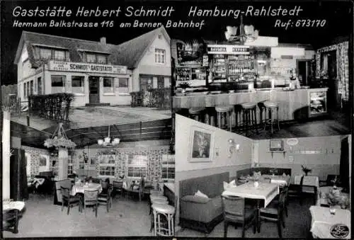 Ak Hamburg Wandsbek Rahlstedt, Gaststätte Herbert Schmidt, Essbereich