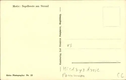 Ak Międzyzdroje Ostseebad Misdroy Pommern, Segelboot am Strand