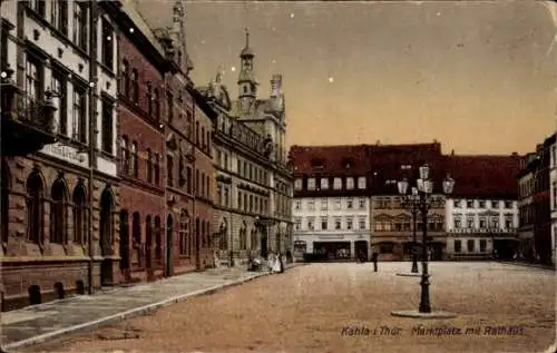 Ak Kahla in Thüringen, Rathaus mit Marktplatz