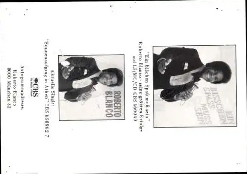 Ak Schauspieler Roberto Blanco, Portrait, Autogramm, Sänger, Mikrofon