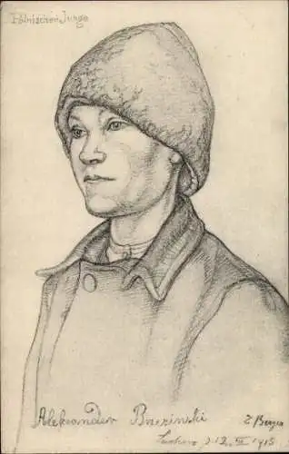 Künstler Ak Polnischer Junge, Portrait, Batterie Wieck, I WK