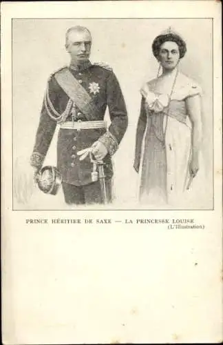 Ak König Friedrich August III. von Sachsen, Prinzessin Luise von Österreich Toskana