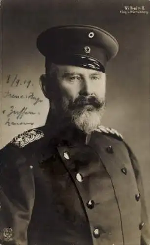 Ak Wilhelm II. König von Württemberg, Portrait in Uniform, Schirmmütze