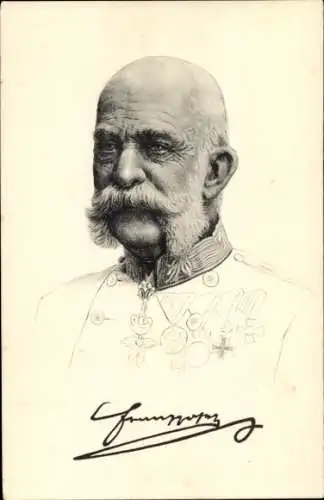 Künstler Ak Kaiser Franz Joseph I., Portrait, Uniform, Orden