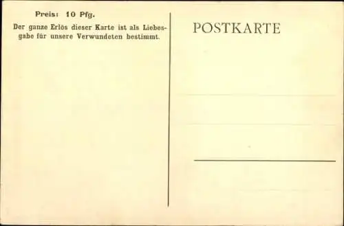 Künstler Ak Verwundeter deutscher Soldat, I WK