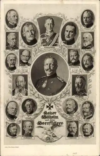 Ak Kaiser Wilhelm II. und seine Heerführer, Emmich, Kronprinz Rupprecht, Falkenhayn, Tirpitz