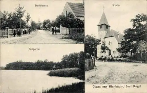 Ak Kienbaum Grünheide in der Mark, Kirche, Dorfstraße, Seepartie