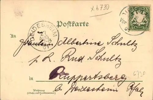 Litho Diedesfeld Neustadt an der Weinstraße, Maxburg, Kirche, Gasthaus zum Weinberg