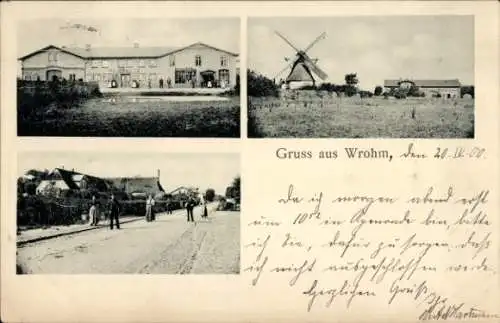 Ak Wrohm in Dithmarschen, Ortsansichten, Windmühle