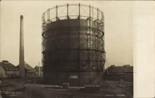 Foto Ak Chemnitz in Sachsen, Gaswerk, Gasometer