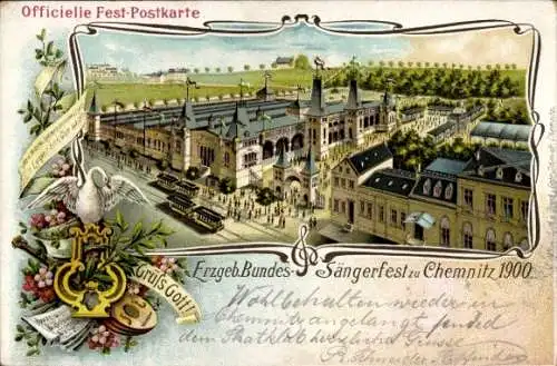 Passepartout Ak Chemnitz Sachsen, Erzgeb. Bundessängerfest 1900