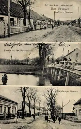 Ak Saarmund in der Mark, Beelitzer Straße, Nutebrücke, Potsdamer Straße