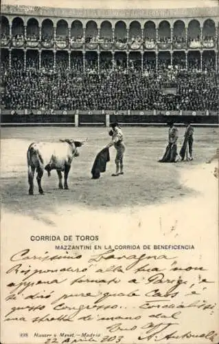 Ak Corrida de Toros, Mazzantini en la Corrida de Beneficencia